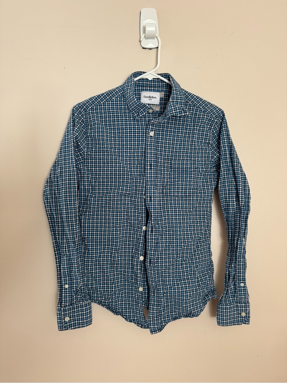Goodfellow & Co Blue and White Check Button-Down Shirt